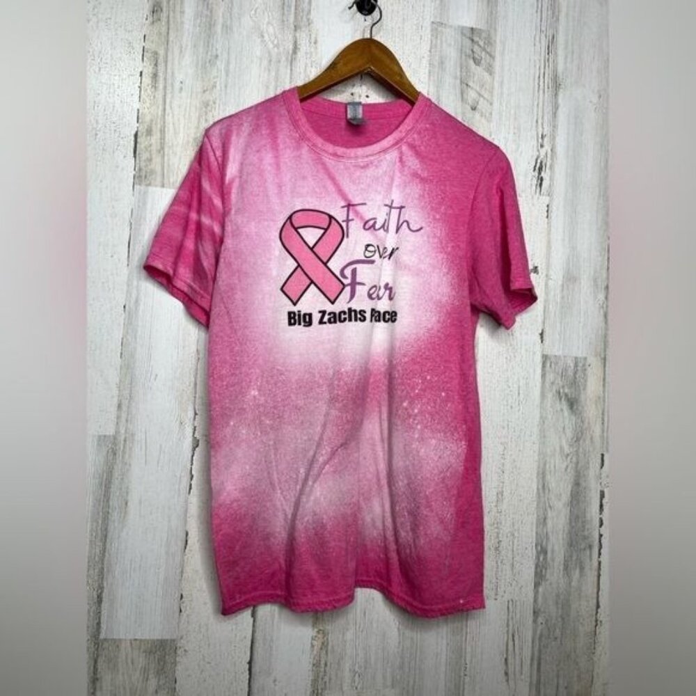 Faith Over Fear BIG ZACH RACE Women's ChairityTie Dye Top Pink White Size Medium